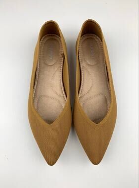 Old Navy Pointed Toe Knit Flats Ancient Gold Brown Slip On Shoes Women's 9